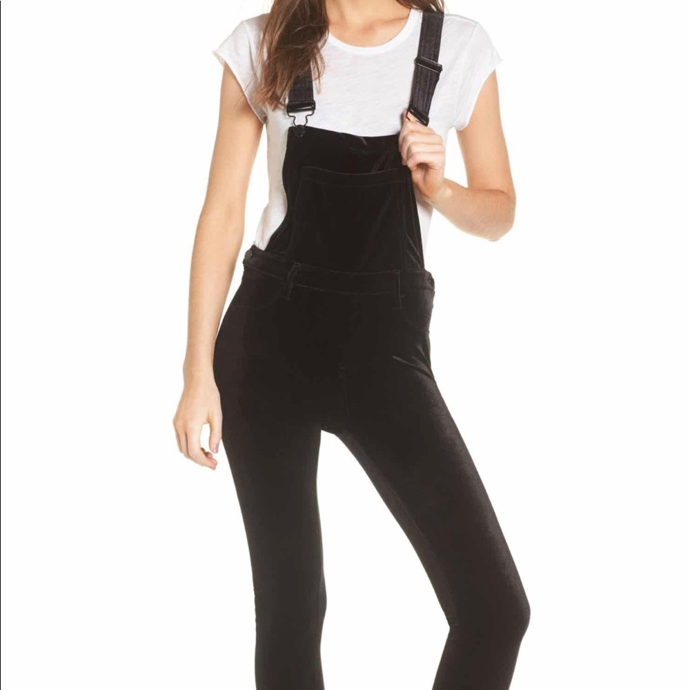 Blanknyc velvet skinny overalls